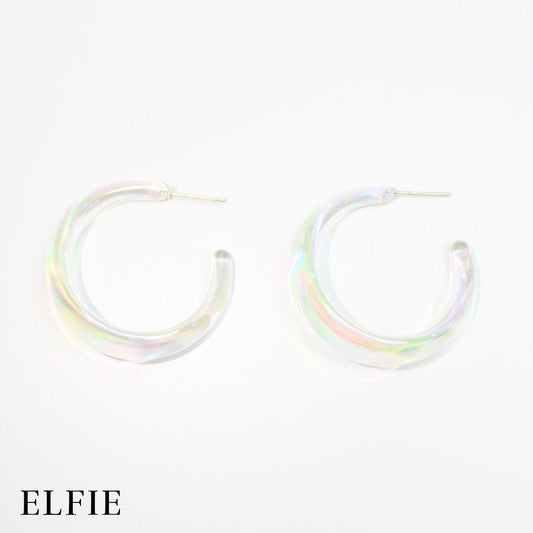 Clear Semi Round Stud Earring