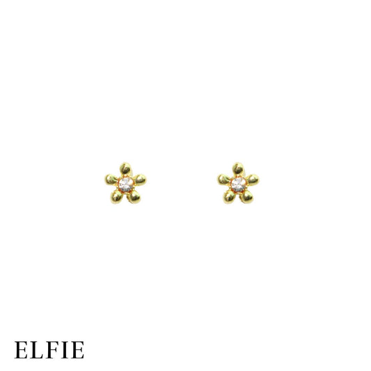 Golden Floral Pendant Stud Earring