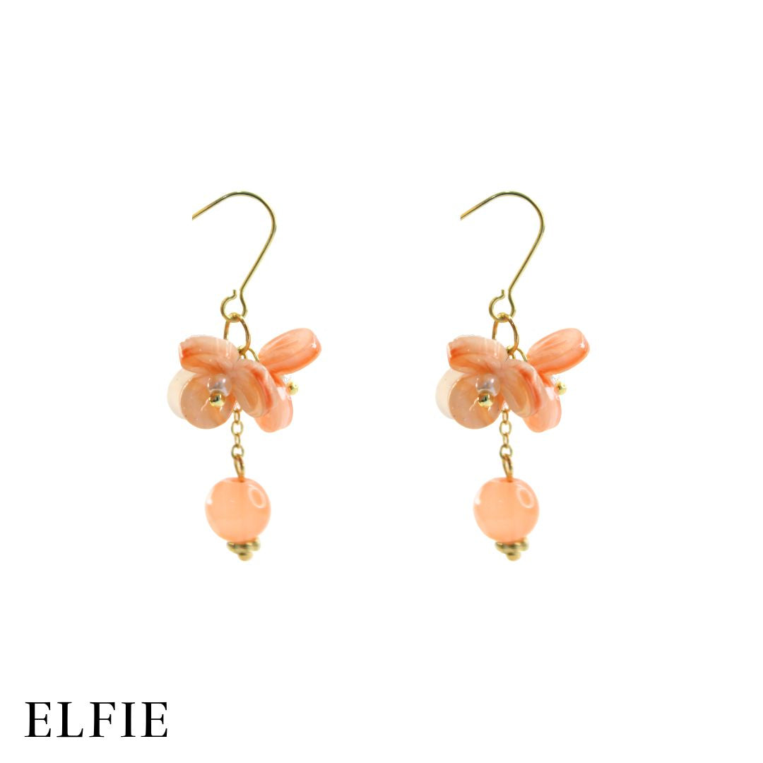 Orange Floral Earring