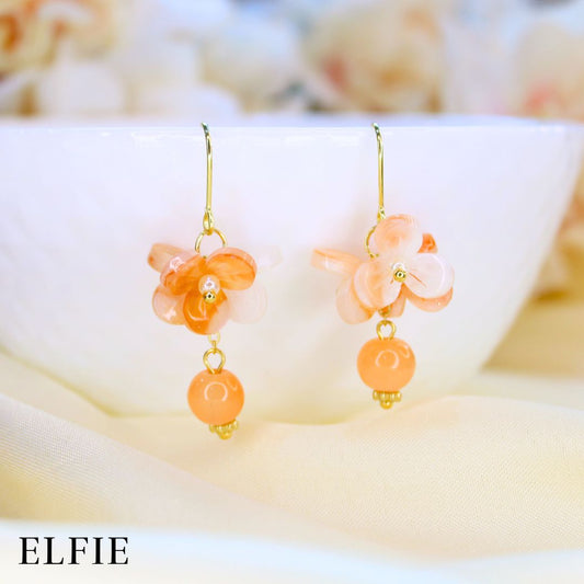 Orange Floral Earring