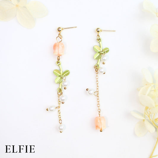 Orange Floral Stud Earring