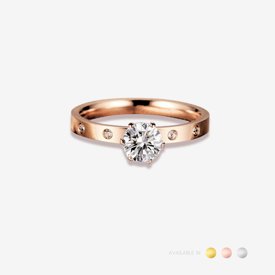 Oria Solitaire Gold Titanium Ring
