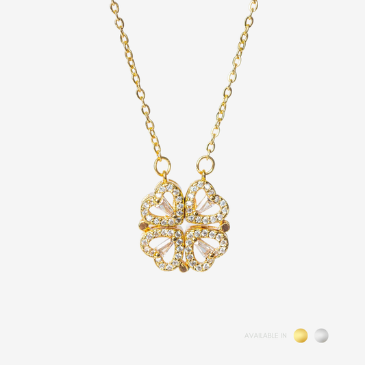 Petals Of Heart Gold Titanium Necklace
