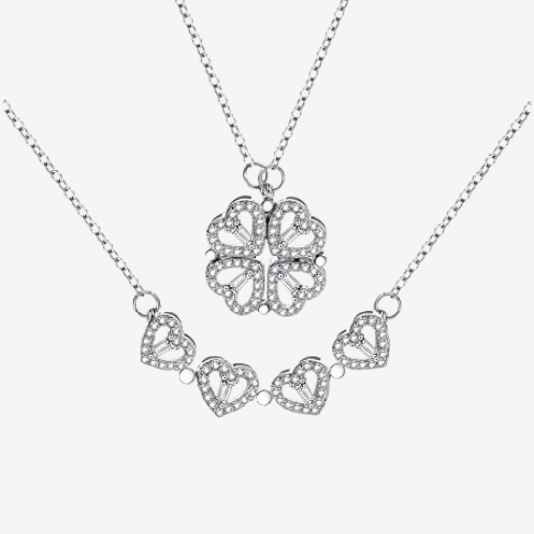 Petals Of Heart Silver Titanium Necklace