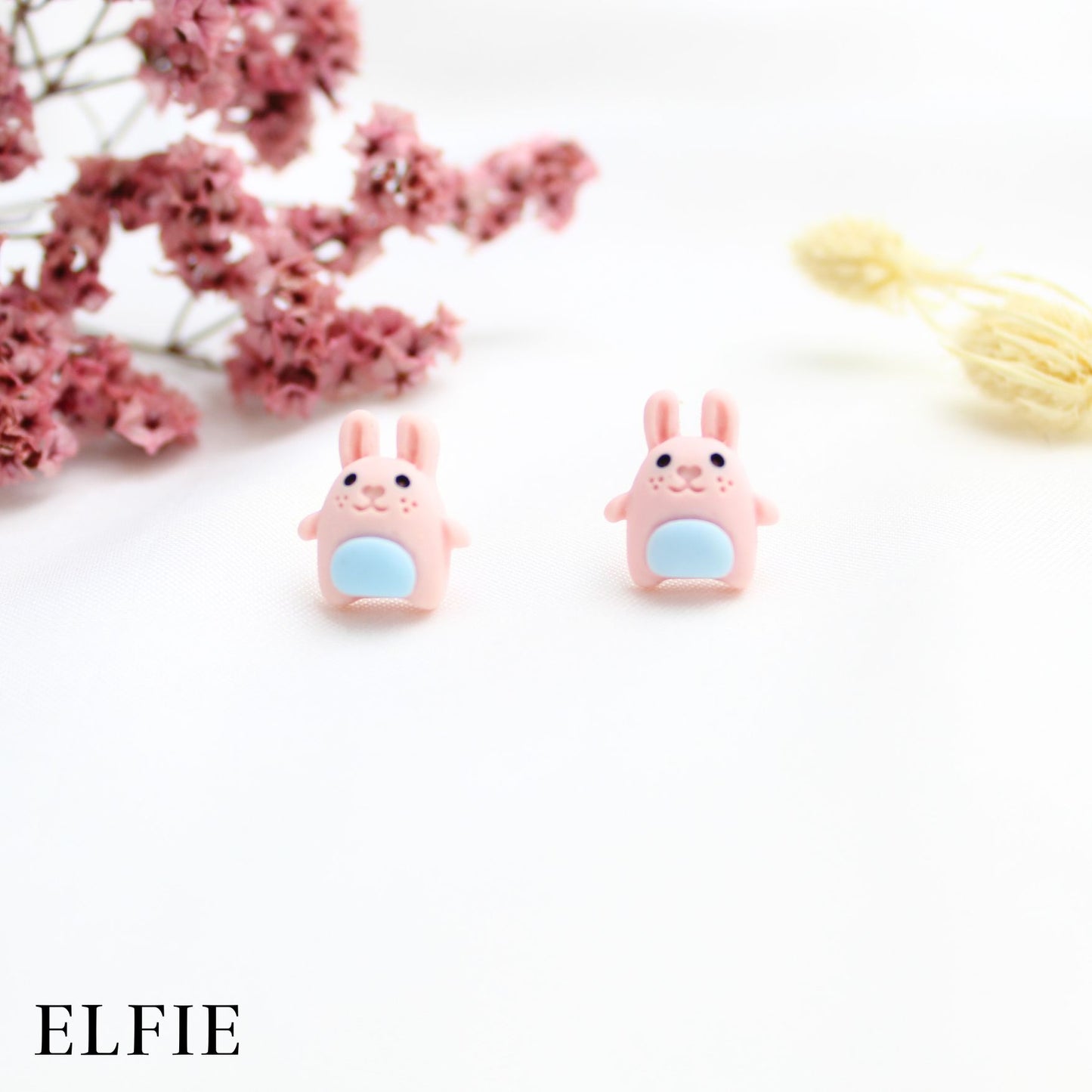 Pink Chubby Rabbit Stud Earring