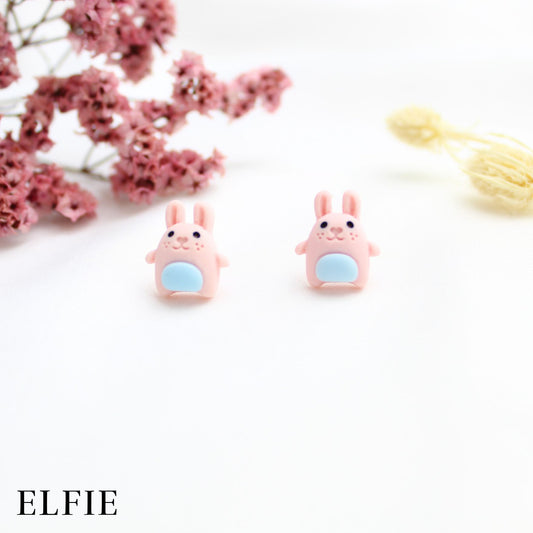 Pink Chubby Rabbit Stud Earring