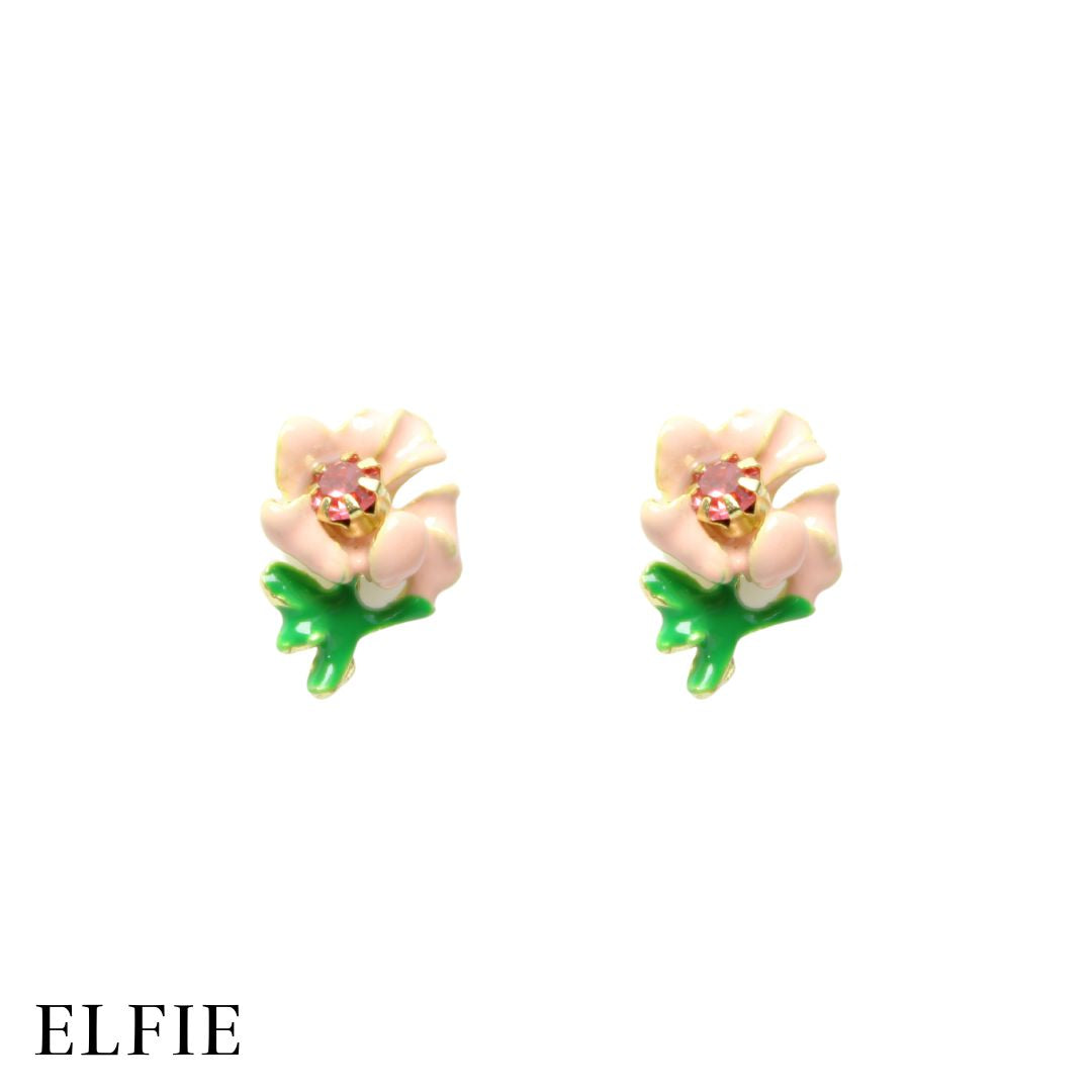 Pink Crystal Flower Stud Earring