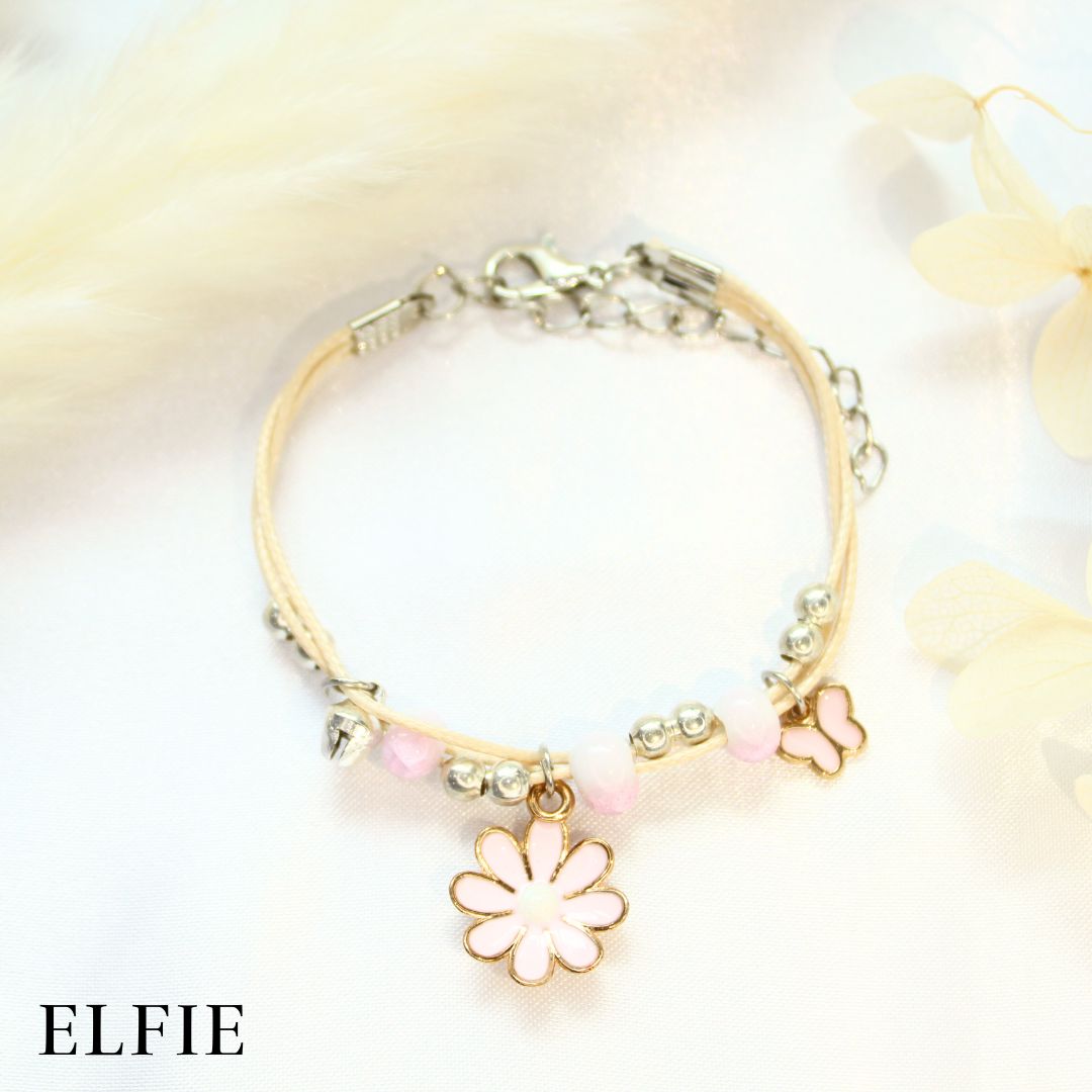 Pink Daisy Butterfly Ceramic Bracelet