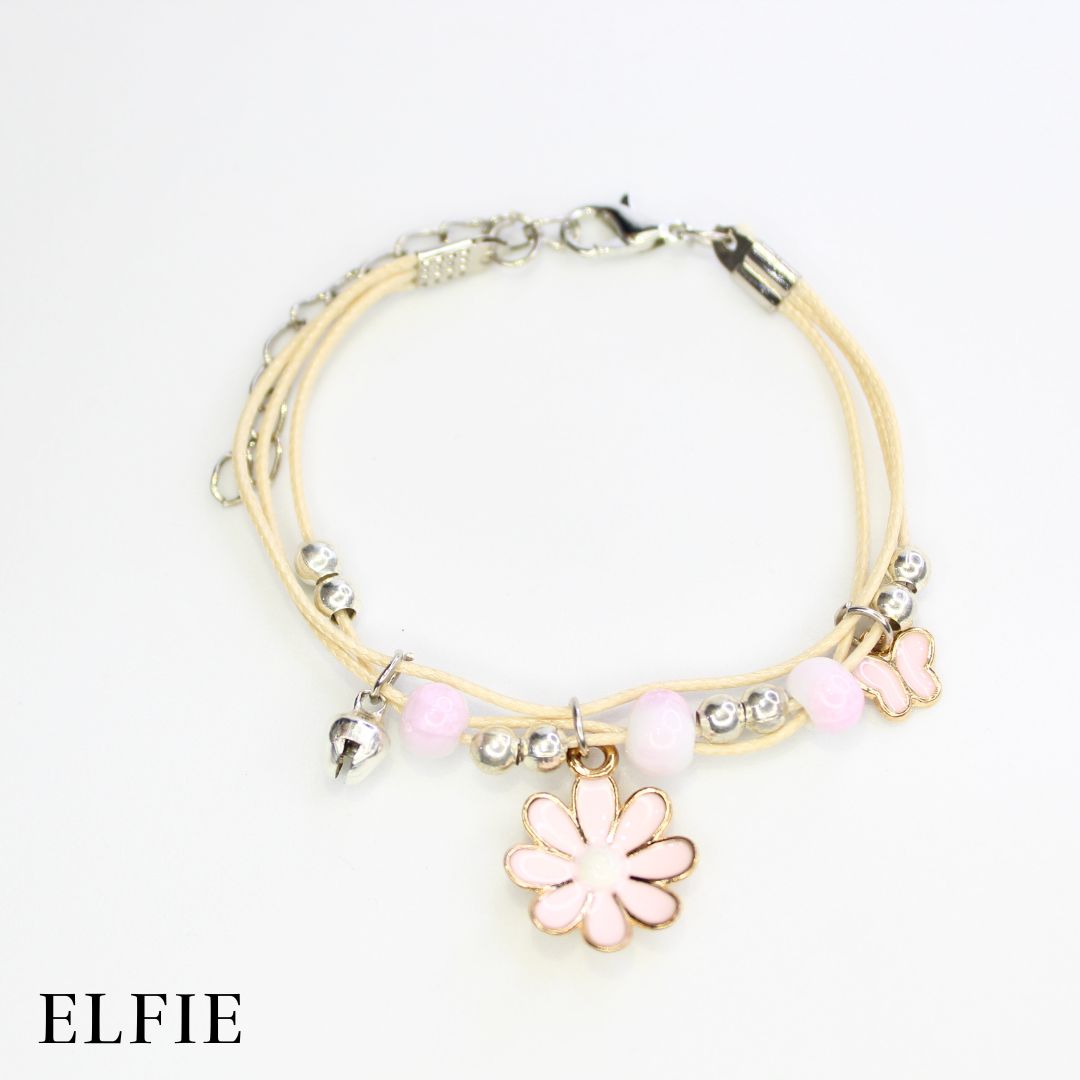 Pink Daisy Butterfly Ceramic Bracelet