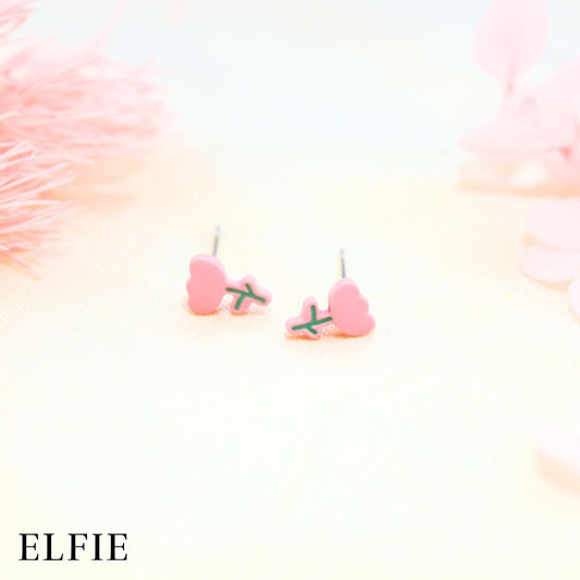 Pink Floral Stud Earring