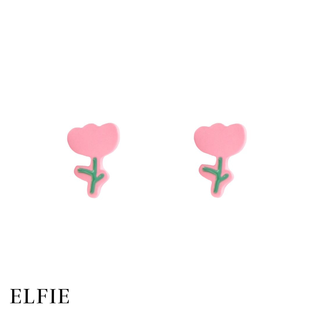 Pink Floral Stud Earring