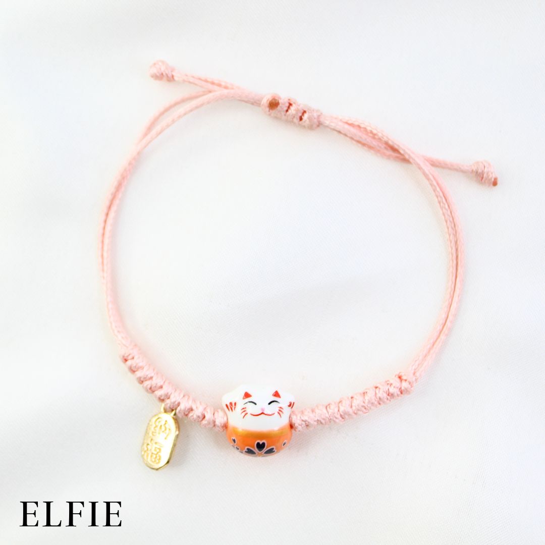 Pink Lucky Cat Ceramic Bracelet