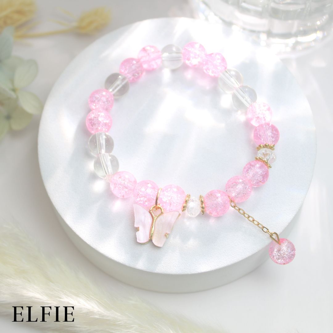 Butterfly Beaded Glass Bracelet