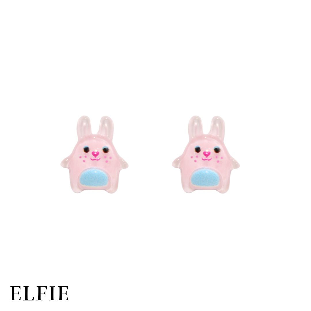 Pink Rabbit Clear Stud Earring
