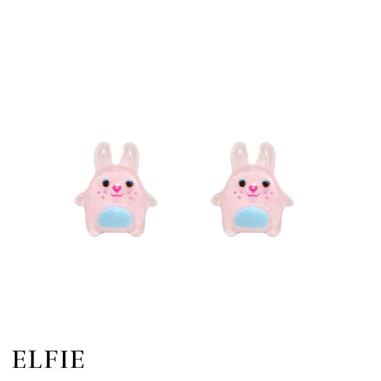 Pink Rabbit Clear Stud Non-Titanium Earring