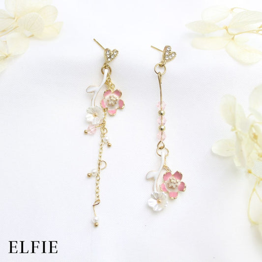 Pink White Rose Stud Earring