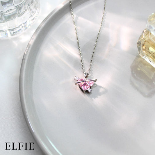 Pinky Diamond Heart Titanium Necklace