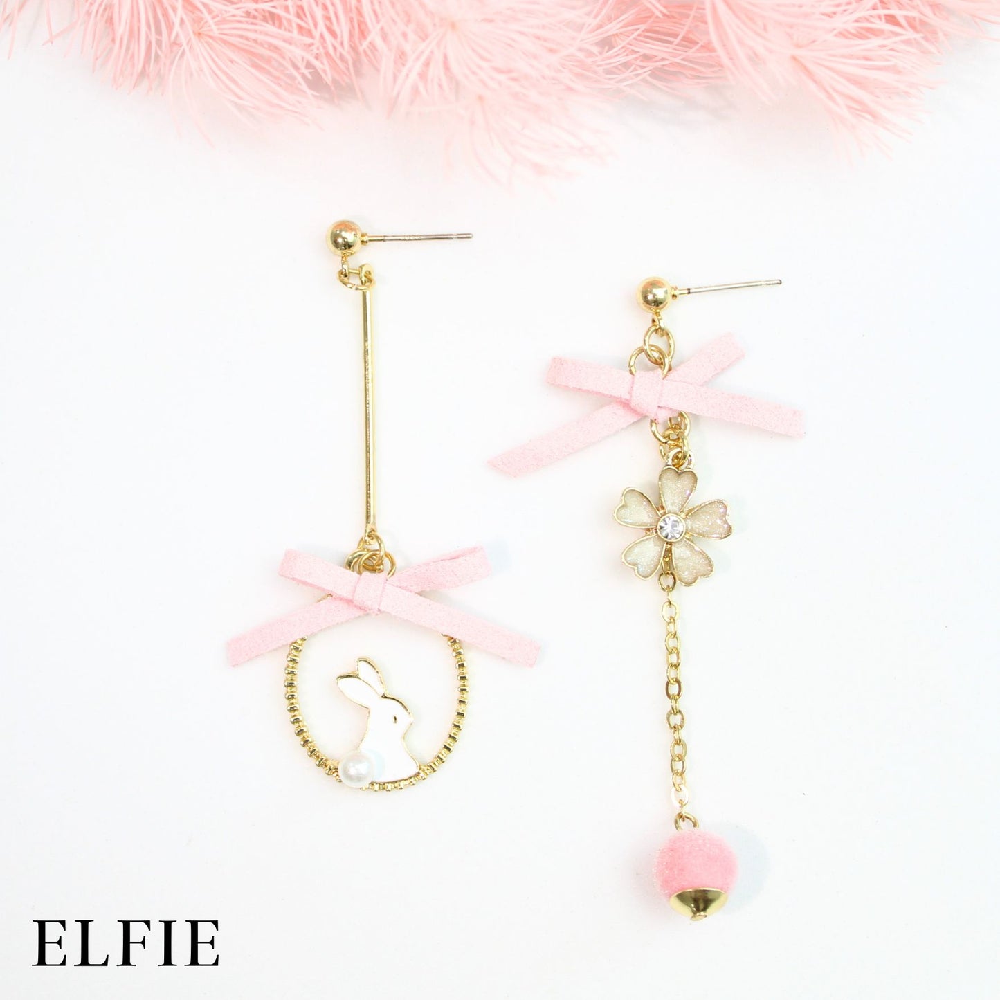 Pinky Rabbit Stud Earring