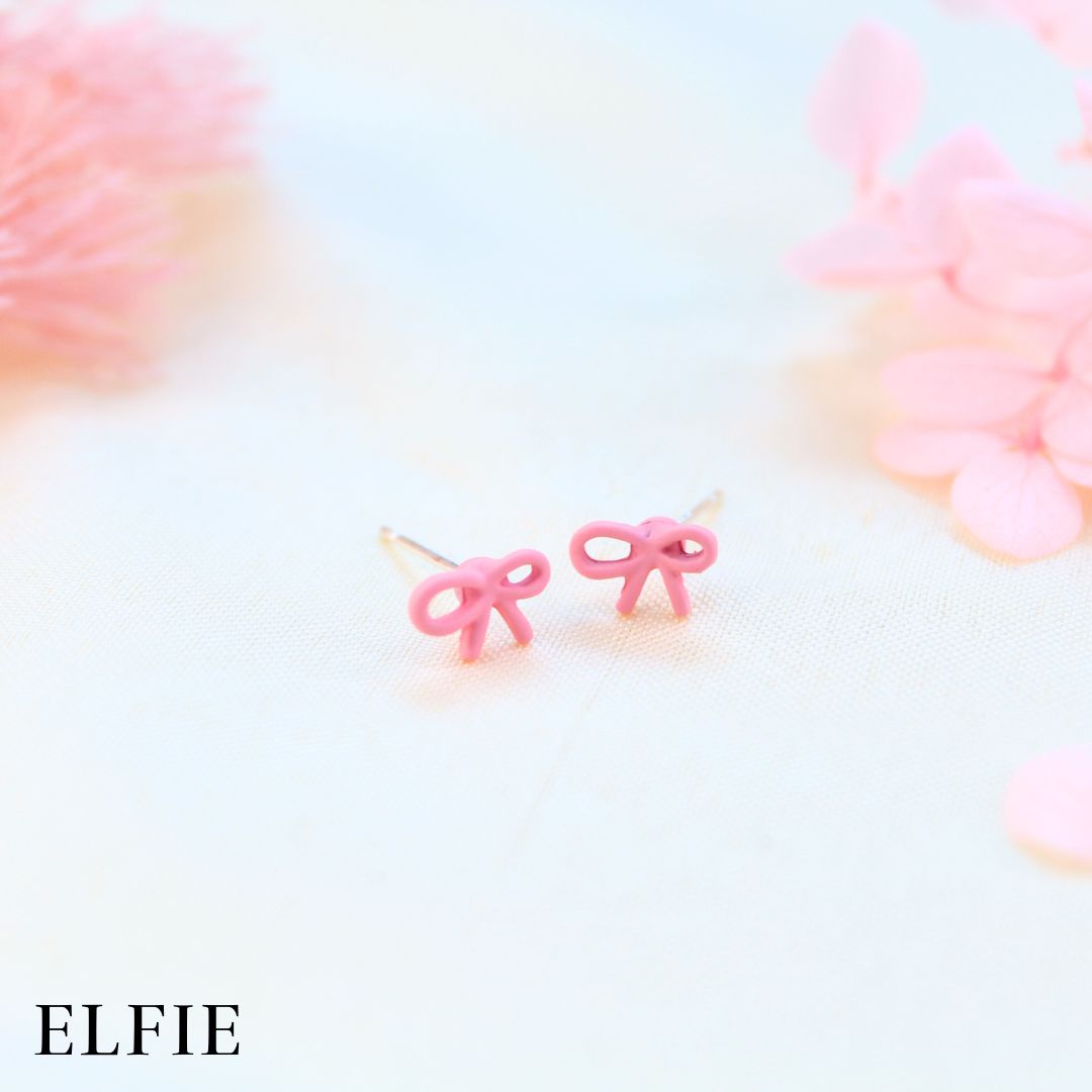 Pinky Ribbon Stud Earring