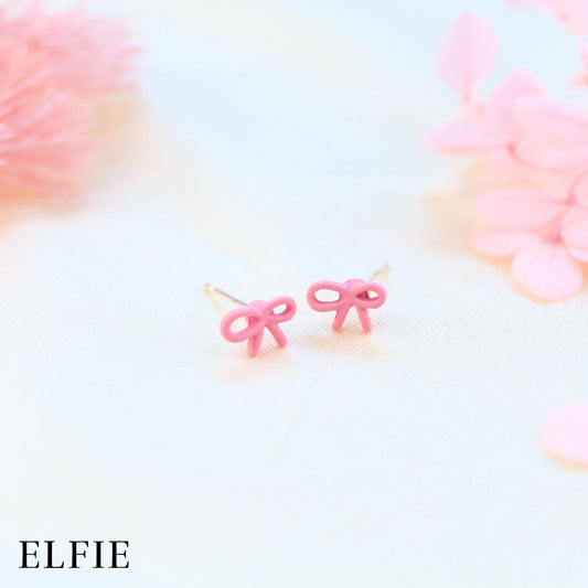 Pinky Ribbon Stud Earring