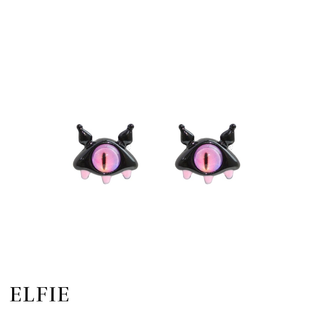 Purple Black Snake Eyes Stud Earring