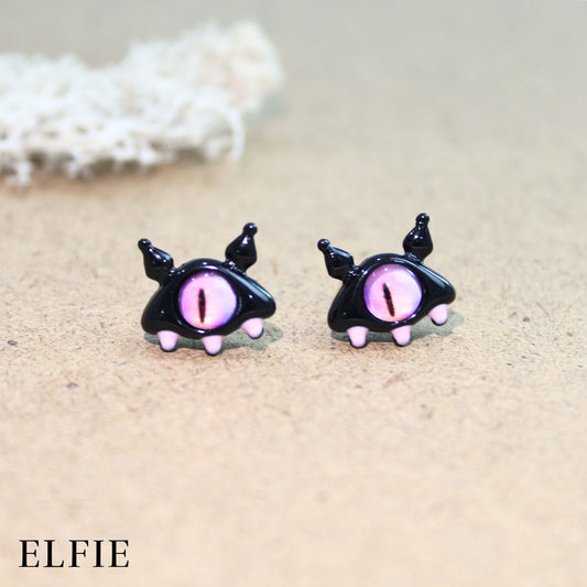 Purple Black Snake Eyes Stud Earring