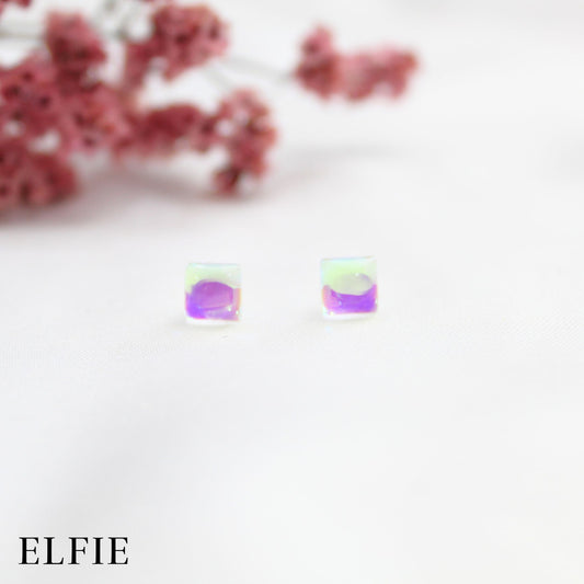 Purple Crystal Square Stud Earring