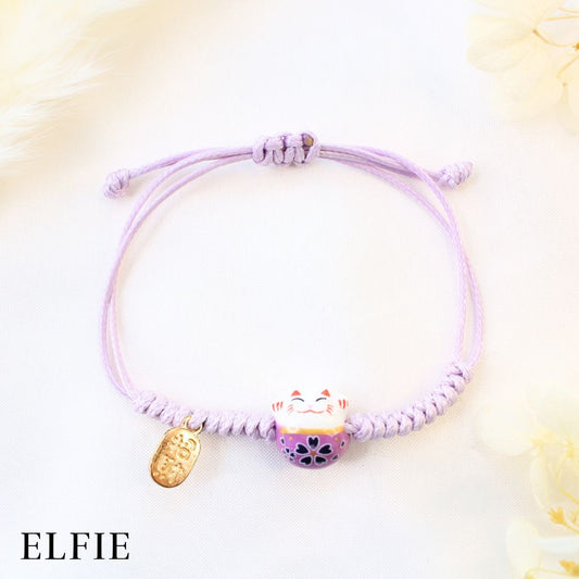 Purple Lucky Cat Ceramic Bracelet