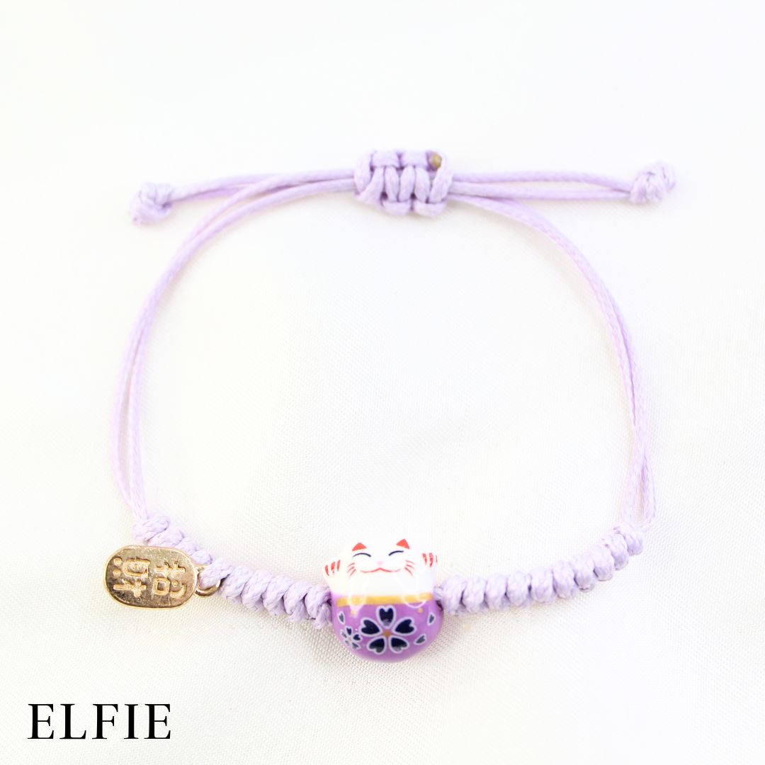 Purple Lucky Cat Ceramic Bracelet