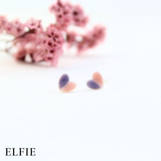 Purple Mix Color Heart Stud Earring