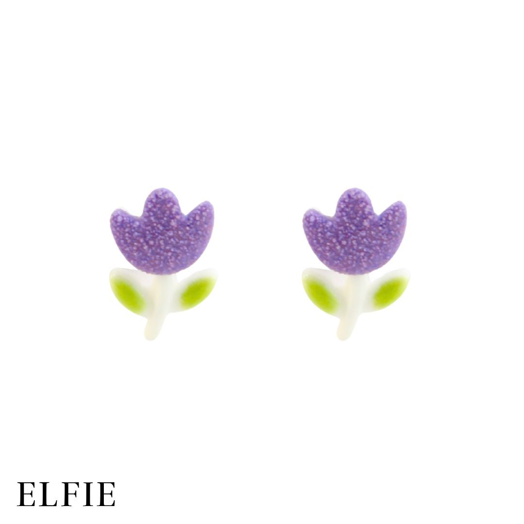 Purple Tulip Stud Earring
