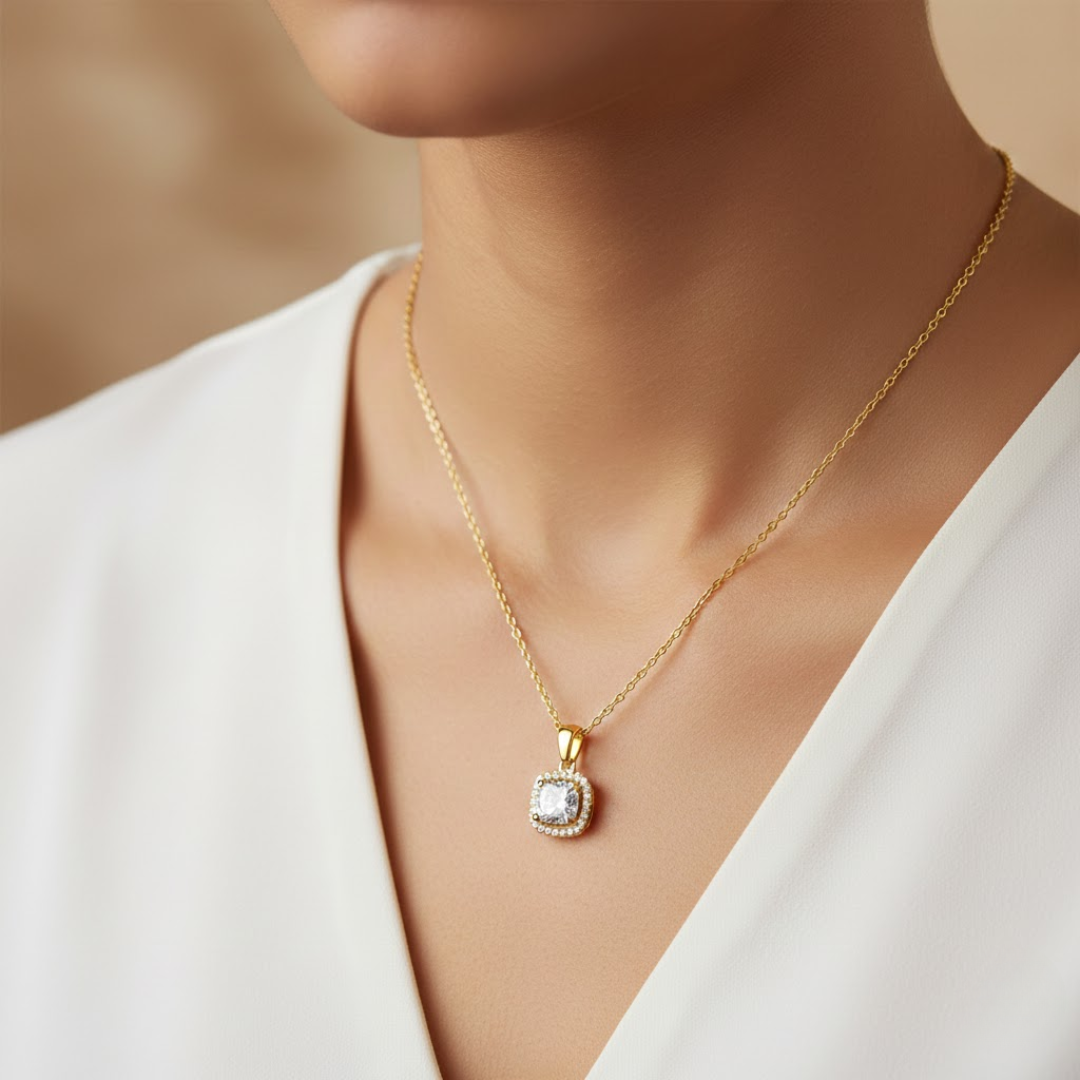 Quadra Glow Gold Titanium Necklace