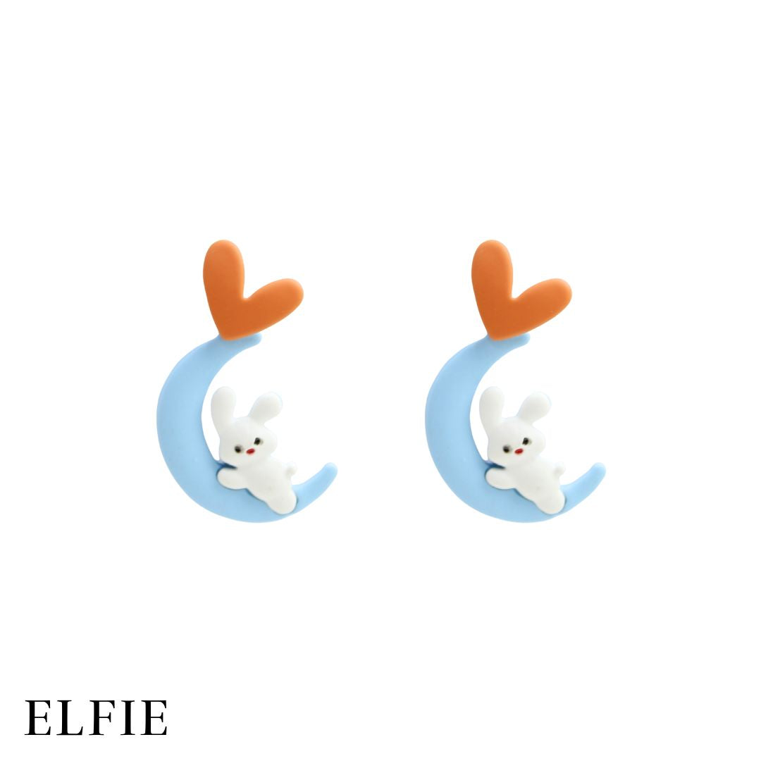 Rabbit On The Moon Stud Earring