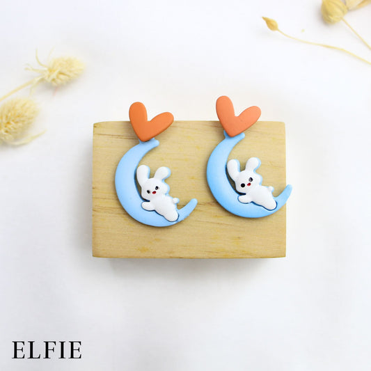 Rabbit On The Moon Stud Earring