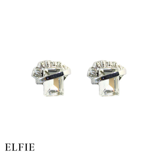 Rectangle Silver Diamond Stud Non-Titanium Earring