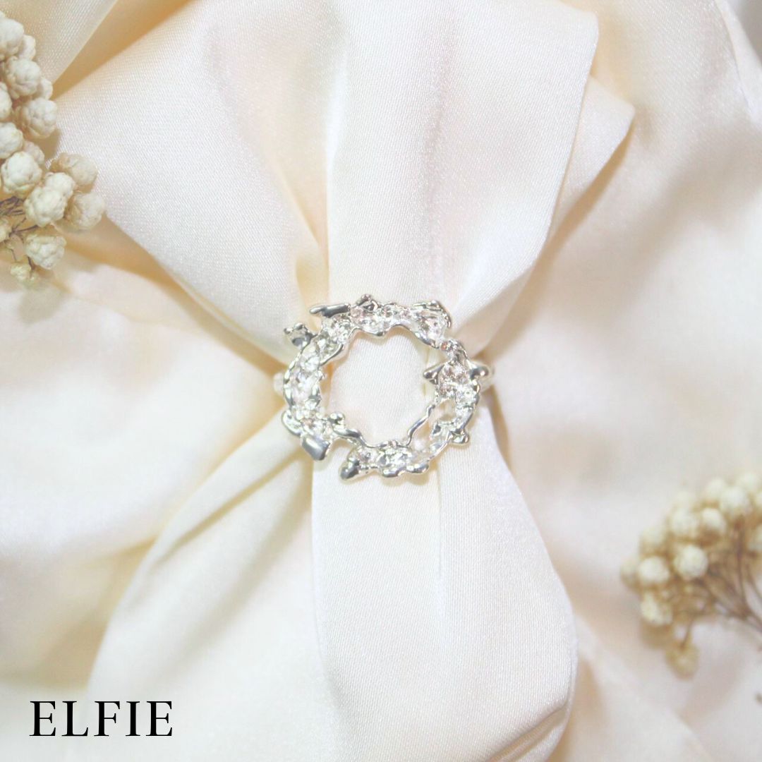 Liquid Rounded Adjustable 18K Silver Plated Ring