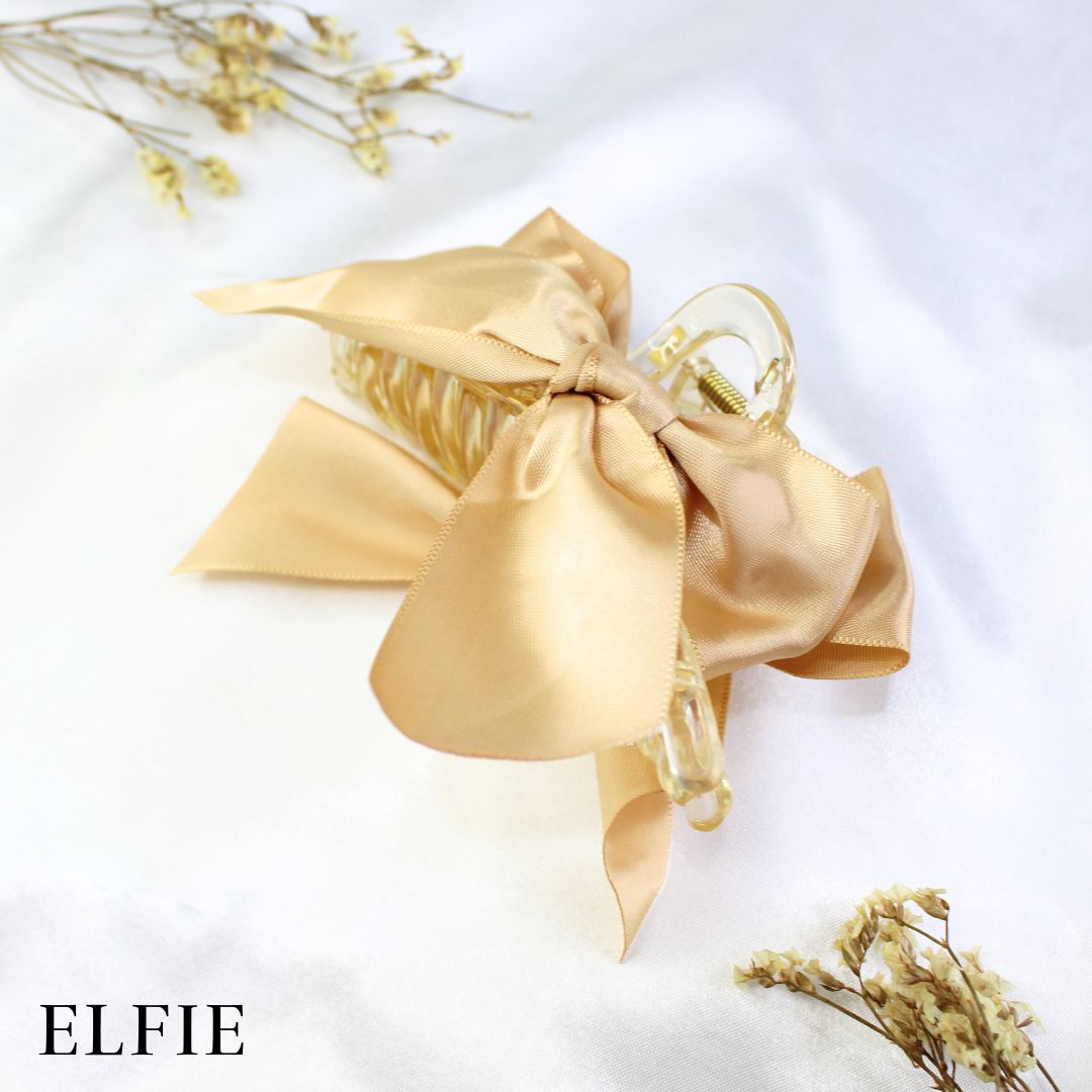 Satin Rose Gold Ribbon Hair Claw