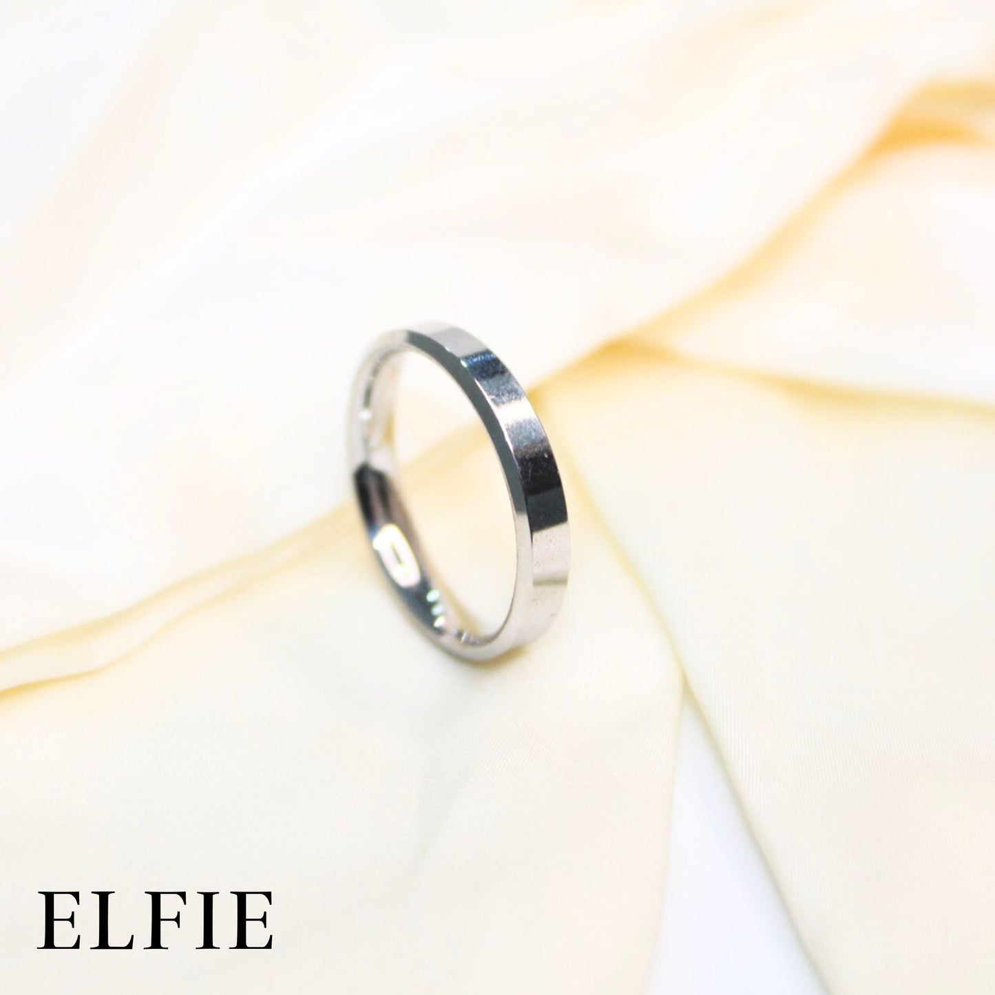 Masculine Silver Plain Titanium Ring