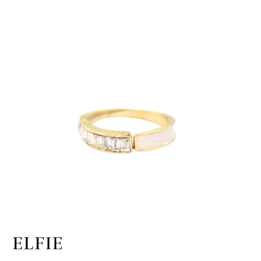 Crystal Marble Adjustable 18K Gold Plated Ring