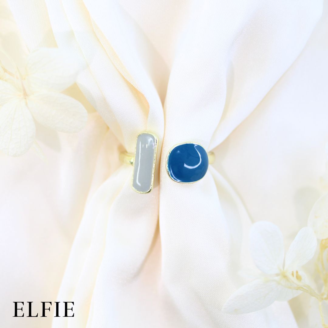 Double Blue Shaped Adjustable 18K Gold Plated Ring