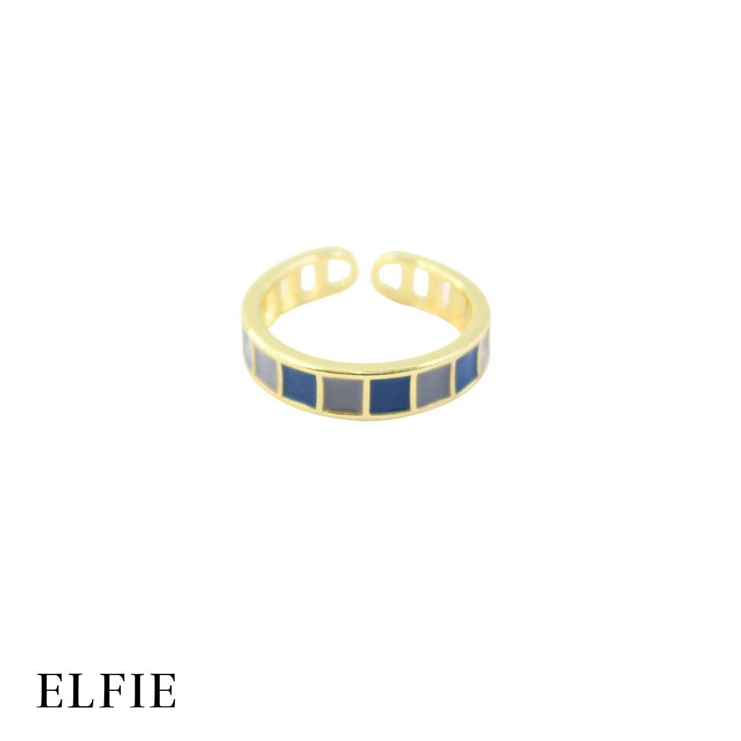 Blue Pastel Mix Adjustable 18K Gold Plated Ring