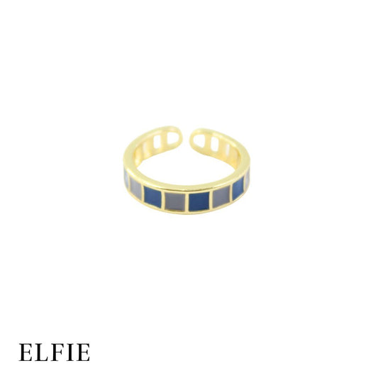 Blue Pastel Mix Adjustable 18K Gold Plated Ring