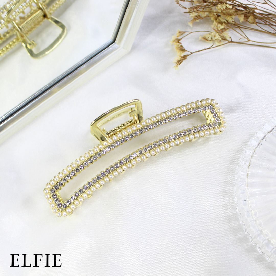 Square Diamond Pearl Hair Claw