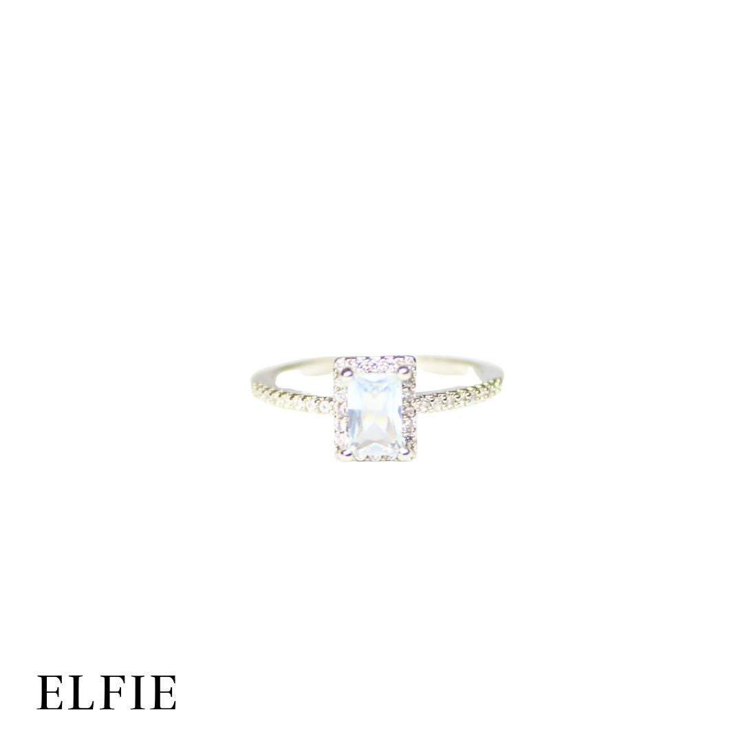 Luxe Solitaire Adjustable 18K Silver Plated Ring