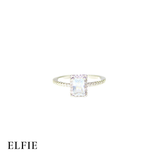 Luxe Solitaire Adjustable 18K Silver Plated Ring