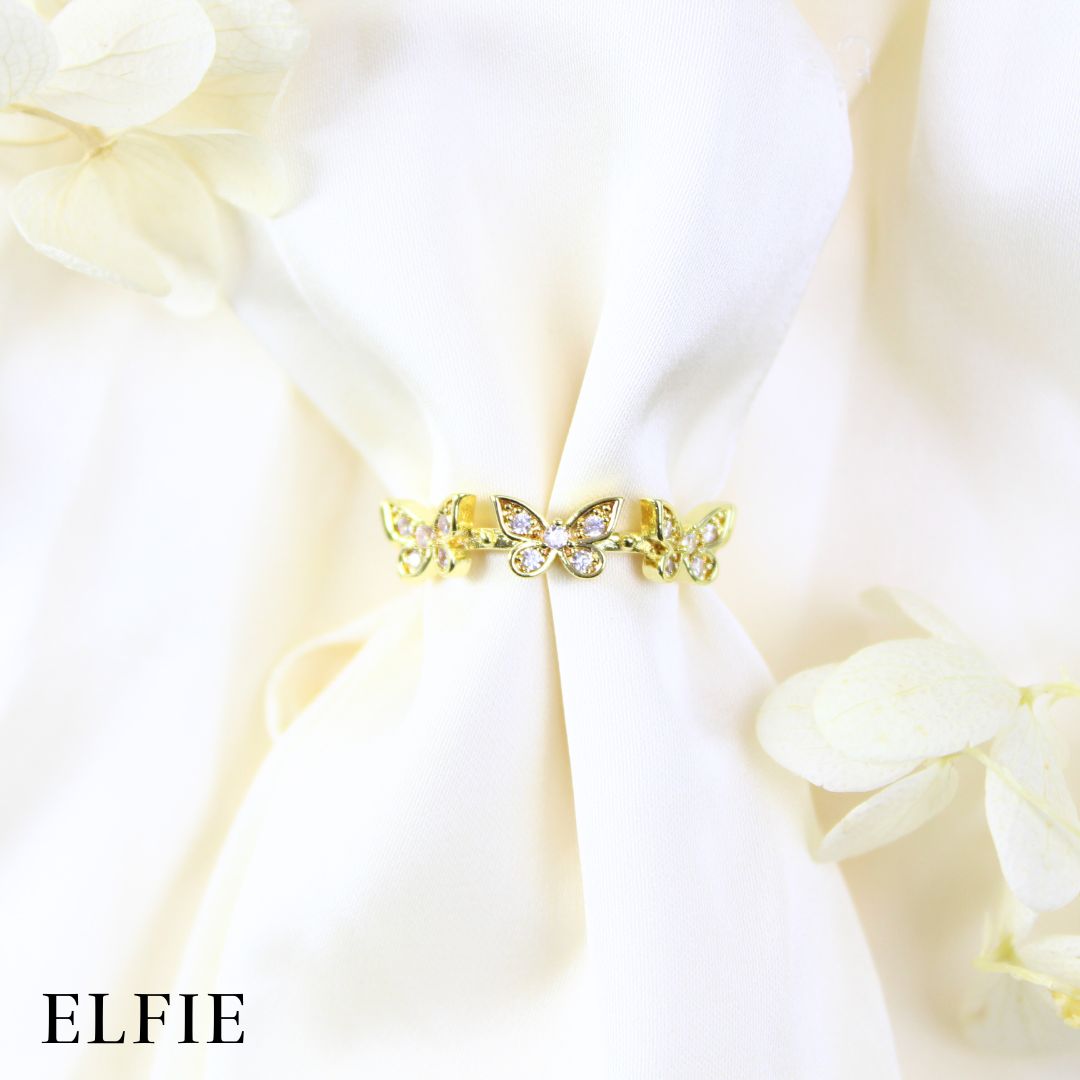 Butterfly Crystal Adjustable 18K Gold Plated Ring