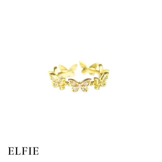 Butterfly Crystal Adjustable 18K Gold Plated Ring