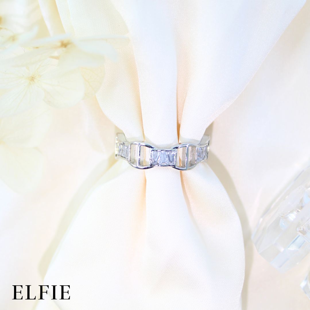 Zirconia Eternity Adjustable 18K Silver Plated Ring