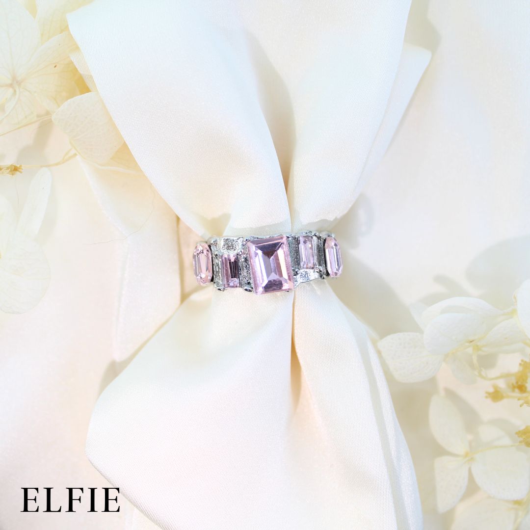 Pink Pendant Adjustable 18K Silver Plated Ring