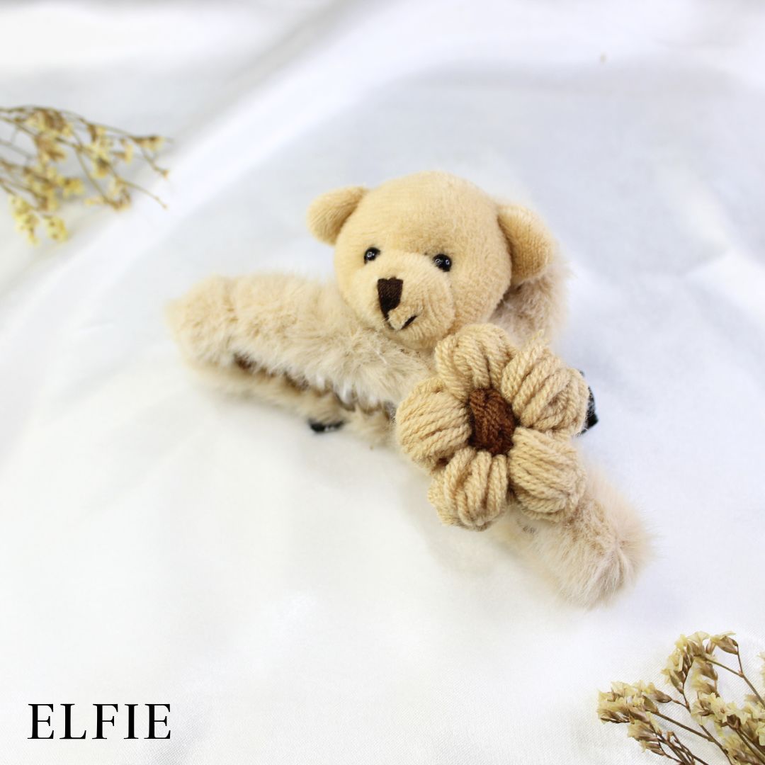Cute Brown Bear Plush Hair Claw